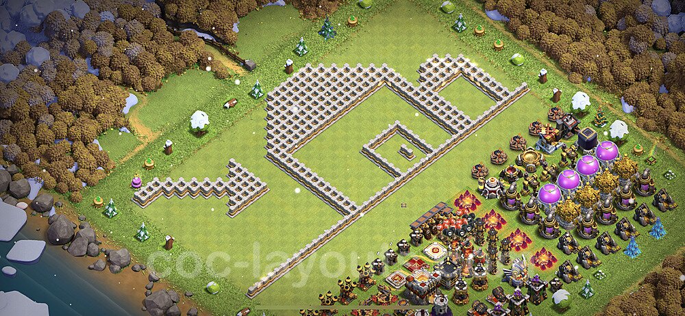 TH11 Funny Troll Base Plan with Link, Copy Town Hall 11 Art Design 2023, #21