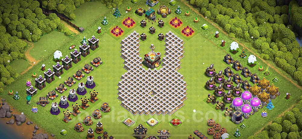 TH11 Funny Troll Base Plan with Link, Copy Town Hall 11 Art Design 2023, #28