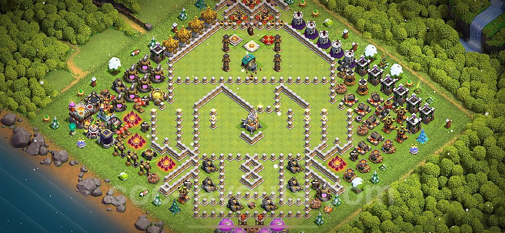 TH11 Funny Troll Base Plan with Link, Copy Town Hall 11 Art Design 2024, #30