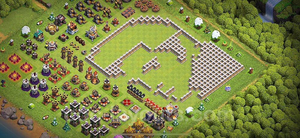 TH11 Funny Troll Base Plan with Link, Copy Town Hall 11 Art Design 2024, #41