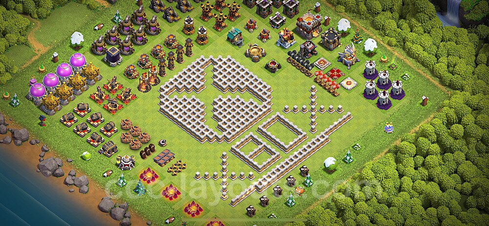 TH11 Funny Troll Base Plan with Link, Copy Town Hall 11 Art Design 2024, #42