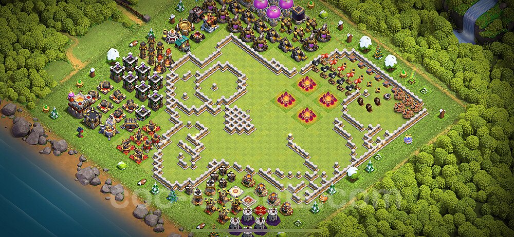 TH11 Funny Troll Base Plan with Link, Copy Town Hall 11 Art Design 2024, #47