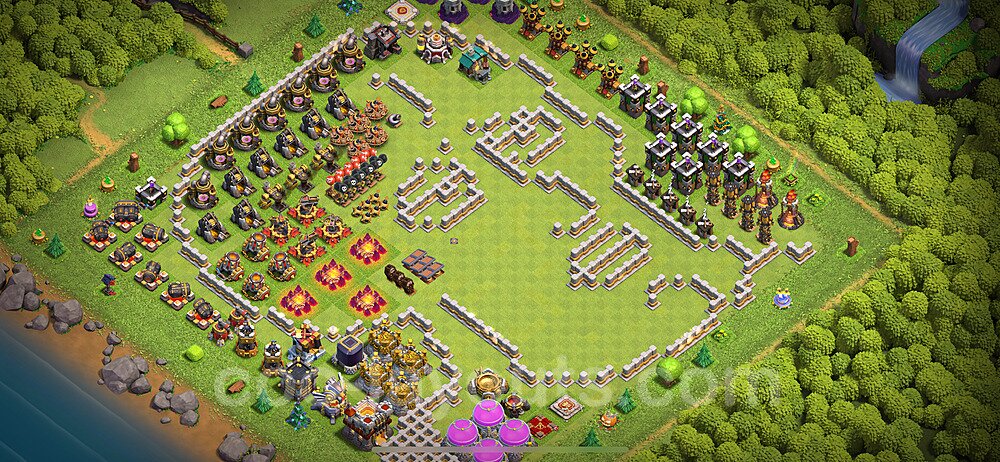 TH11 Funny Troll Base Plan with Link, Copy Town Hall 11 Art Design 2024, #54