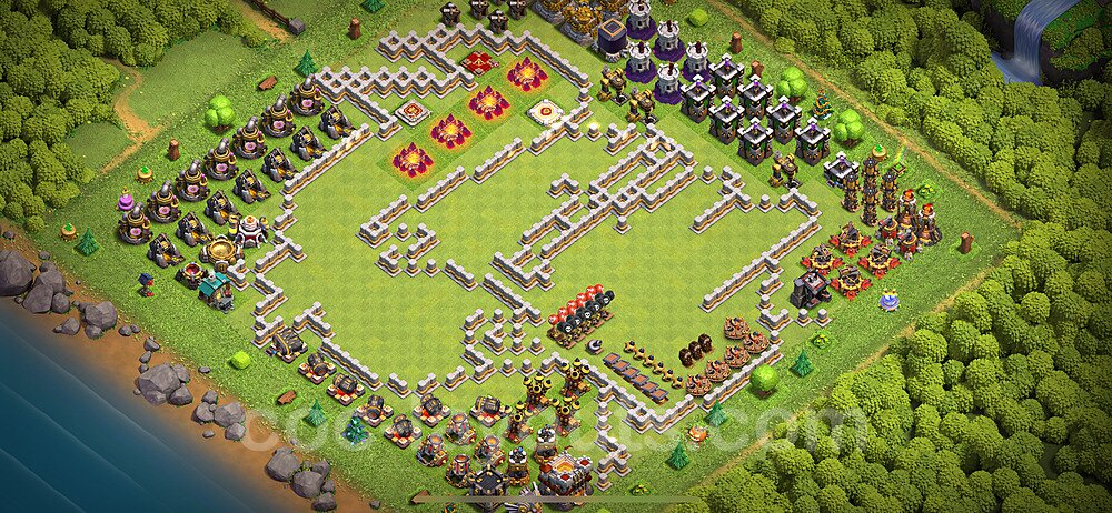 TH11 Funny Troll Base Plan with Link, Copy Town Hall 11 Art Design 2024, #57
