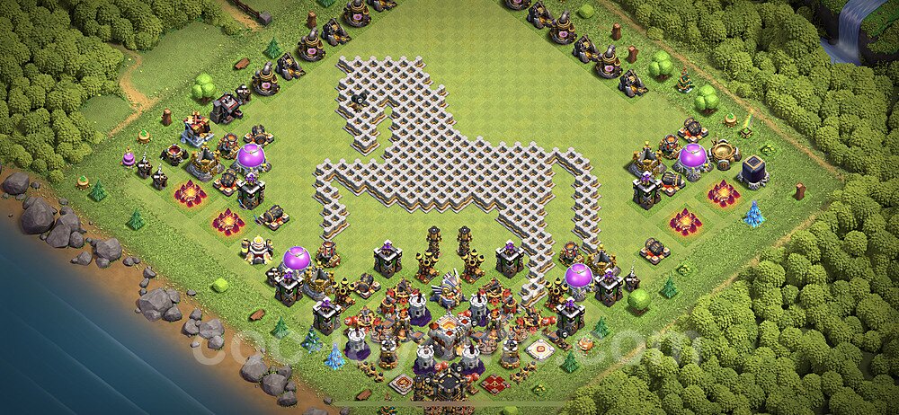 TH11 Funny Troll Base Plan with Link, Copy Town Hall 11 Art Design 2023, #6