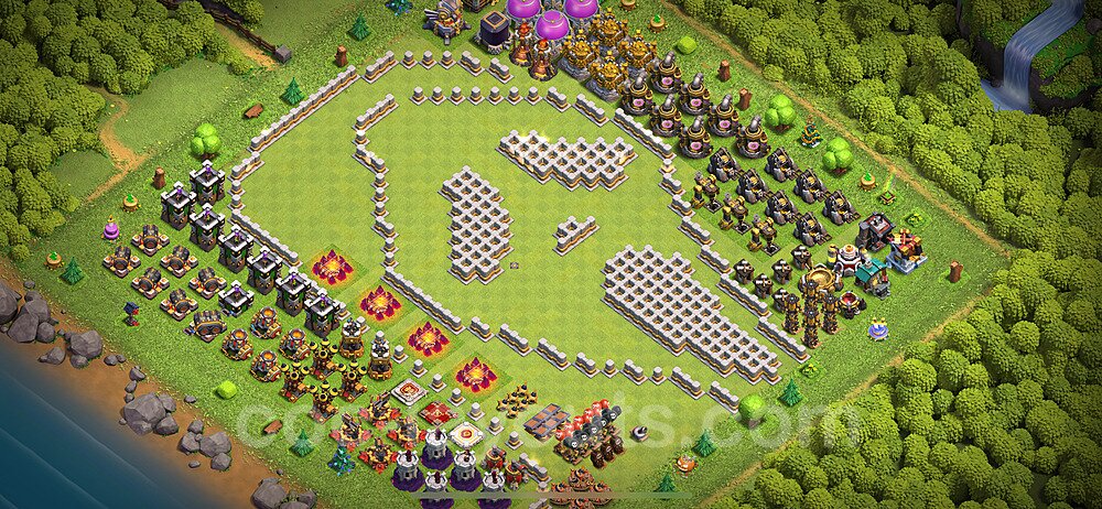 TH11 Funny Troll Base Plan with Link, Copy Town Hall 11 Art Design 2024, #60