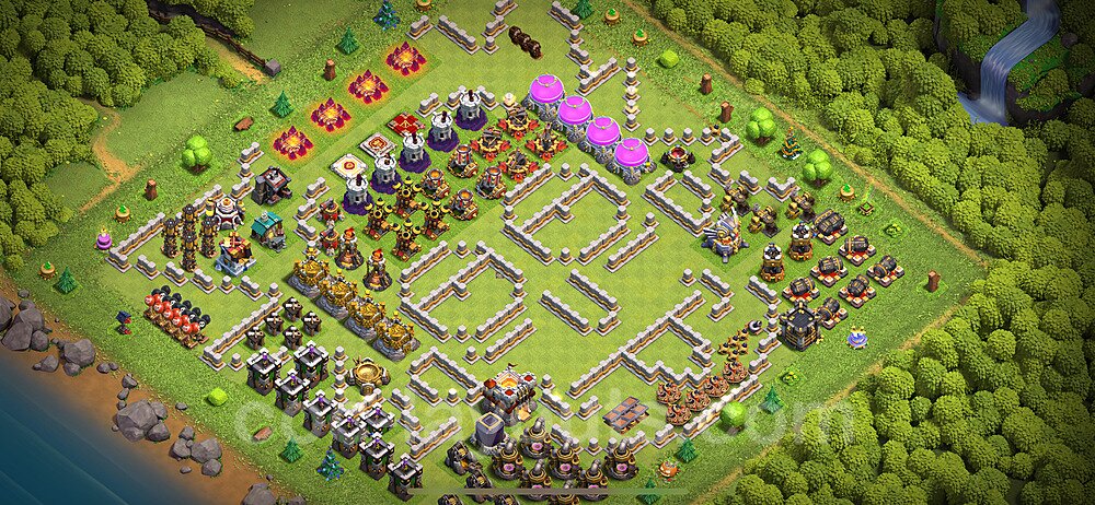 TH11 Funny Troll Base Plan with Link, Copy Town Hall 11 Art Design 2024, #63