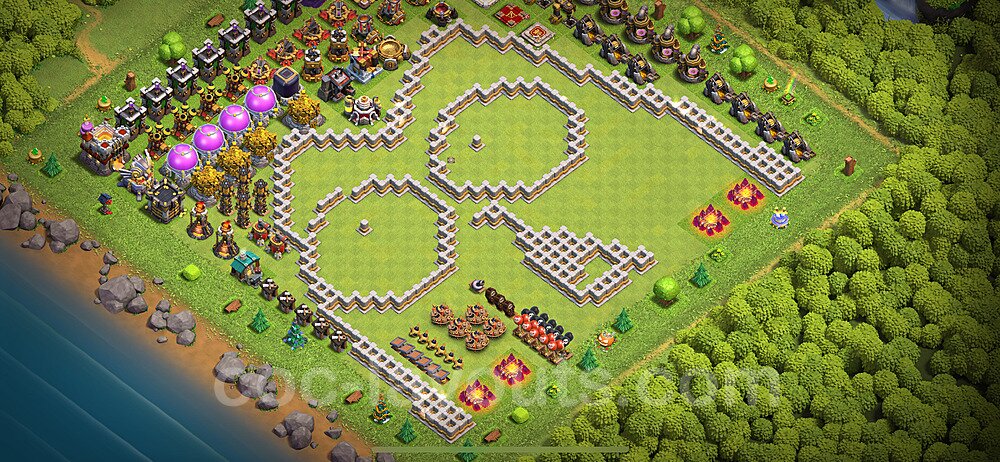 TH11 Funny Troll Base Plan with Link, Copy Town Hall 11 Art Design 2024, #67