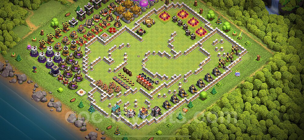 TH11 Funny Troll Base Plan with Link, Copy Town Hall 11 Art Design 2024, #68