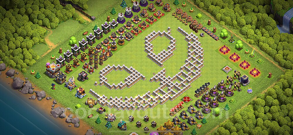 Troll Funny Diseño de aldea Ayuntamiento 11 Copiar - COC TH11 Perfecta Art Distribucion 2024 + Enlace - #69