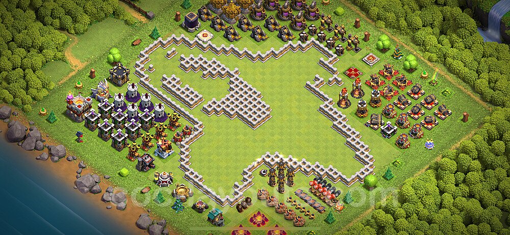 TH11 Funny Troll Base Plan with Link, Copy Town Hall 11 Art Design 2024, #70