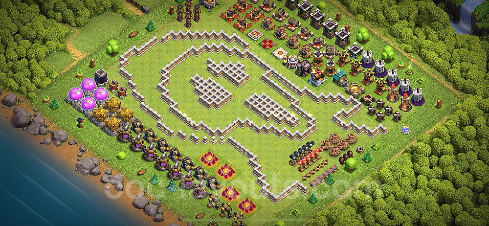 TH11 Funny Troll Base Plan with Link, Copy Town Hall 11 Art Design 2024, #73