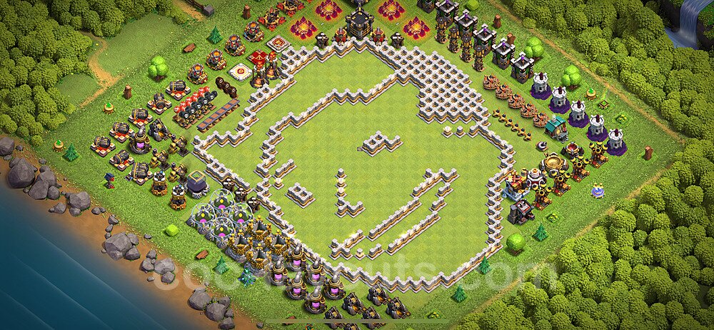 Die Troll Funny Base RH11 + Link 2024 - COC Rathaus Level 11 Art Base - #78