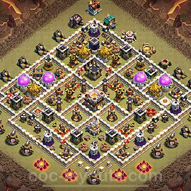 TH11 Anti 2 Stars CWL War Base Plan with Link, Hybrid, Copy Town Hall 11 Design 2024, #148