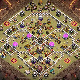 Diseño de aldea para Guerra Anti 2 Estrellas Ayuntamiento 11 Copiar, Híbrido - COC TH11 Perfecta Distribucion 2026 + Enlace - #193
