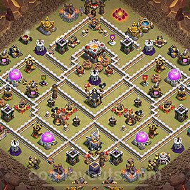 TH11 Anti 3 Stars CWL War Base Plan with Link, Copy Town Hall 11 Design 2025, #196