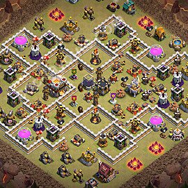 Diseño de aldea para Guerra Anti 3 Estrellas Ayuntamiento 11 Copiar, Anti Aire / Electro Dragón - COC TH11 Perfecta Distribucion 2026 + Enlace - #199