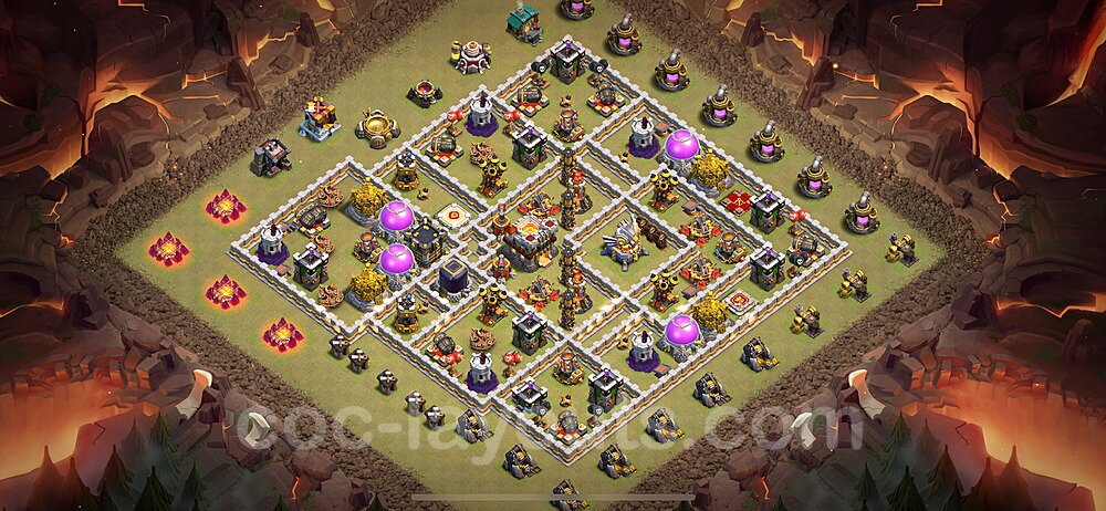 TH11 War Base Plan with Link, Anti Everything, Hybrid, Copy Town Hall 11 CWL Design 2024, #142