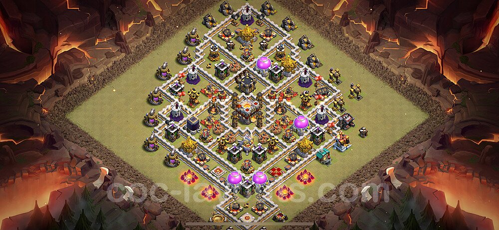 TH11 Anti 3 Stars CWL War Base Plan with Link, Hybrid, Copy Town Hall 11 Design 2024, #145