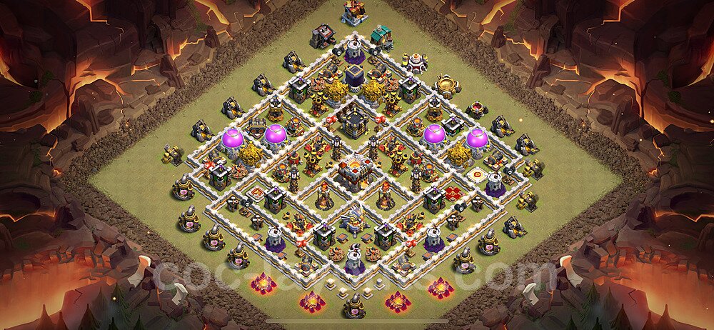 TH11 Anti 2 Stars CWL War Base Plan with Link, Hybrid, Copy Town Hall 11 Design 2024, #148