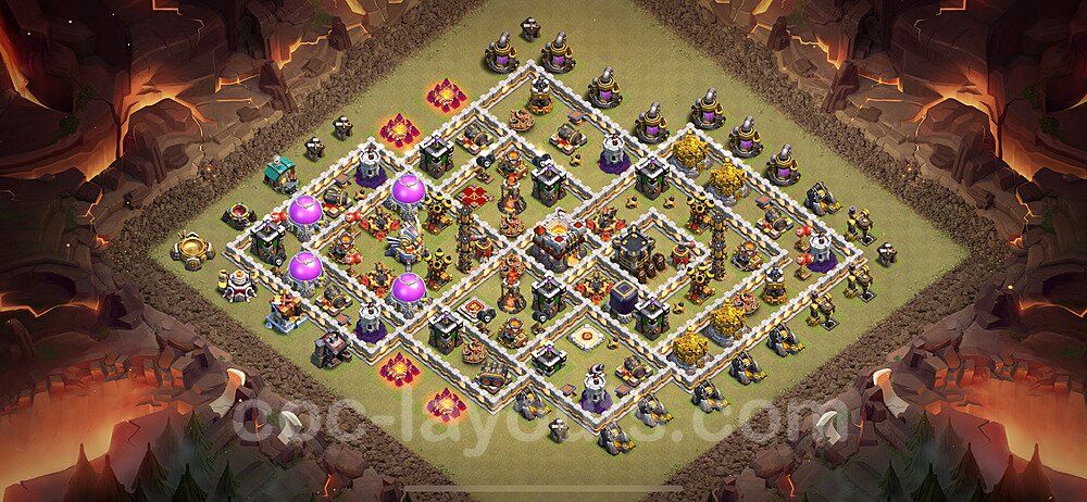 TH11 Anti 2 Stars CWL War Base Plan with Link, Copy Town Hall 11 Design 2024, #160