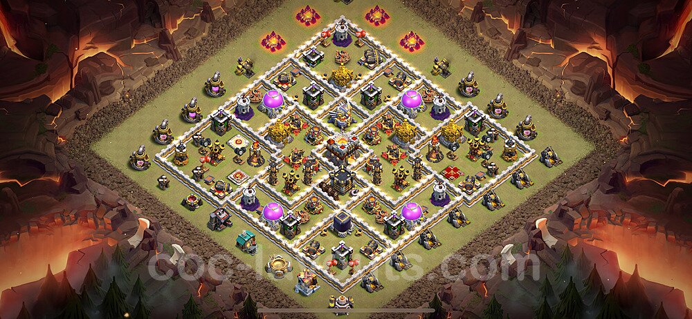 TH11 Anti 2 Stars CWL War Base Plan with Link, Hybrid, Copy Town Hall 11 Design 2024, #161