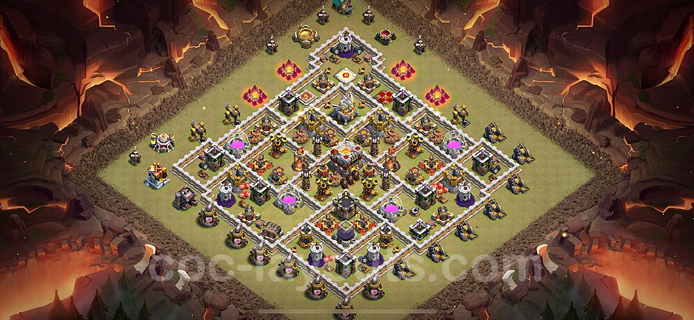 TH11 Anti 2 Stars CWL War Base Plan with Link, Hybrid, Copy Town Hall 11 Design 2024, #164