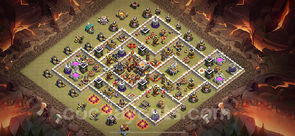 Die Clan War Base RH11 + Link, Anti Air / Electro Dragon, Hybrid 2024 - COC Rathaus Level 11 Kriegsbase (CK / CW) - #165