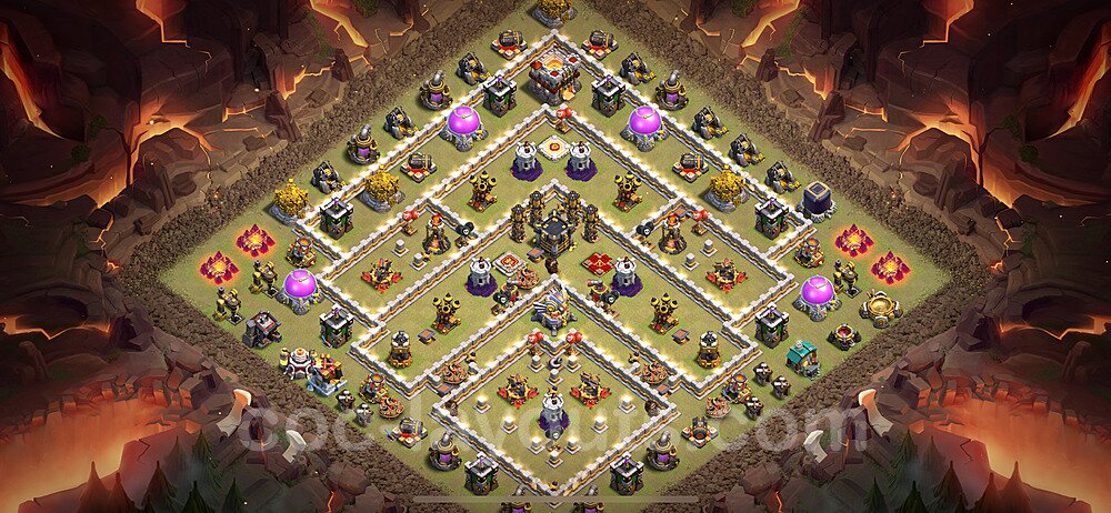 TH11 Anti 3 Stars CWL War Base Plan with Link, Copy Town Hall 11 Design 2024, #173