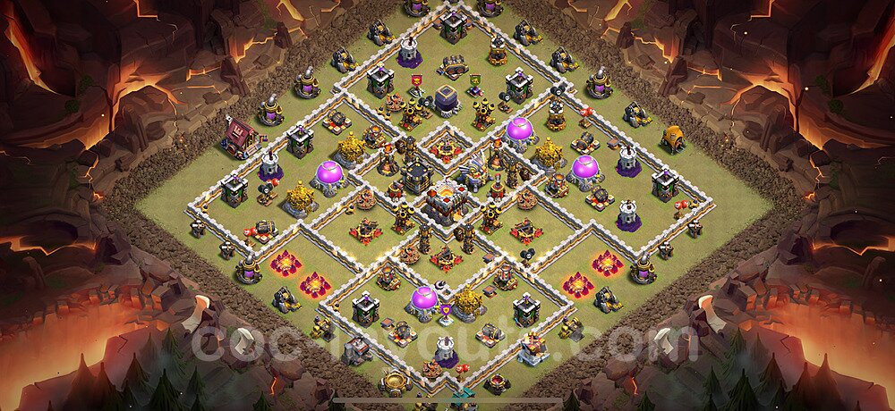 TH11 Anti 2 Stars CWL War Base Plan with Link, Legend League, Copy Town Hall 11 Design 2023, #58