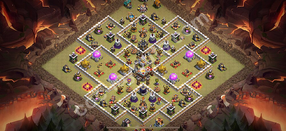 TH11 War Base Plan with Link, Legend League, Hybrid, Copy Town Hall 11 CWL Design 2025, #60