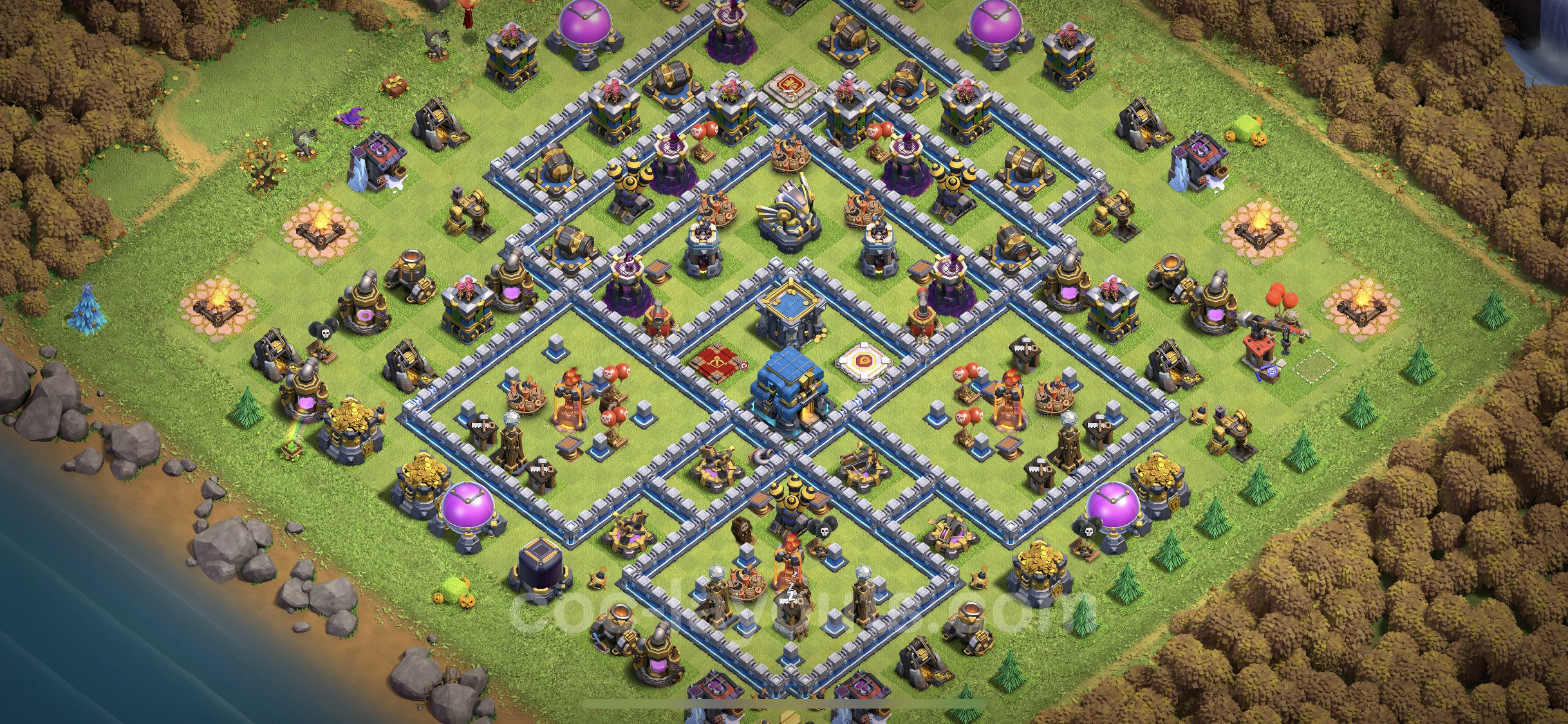 Best Base TH12 With Link Anti 3 Stars Everything Town Hall.