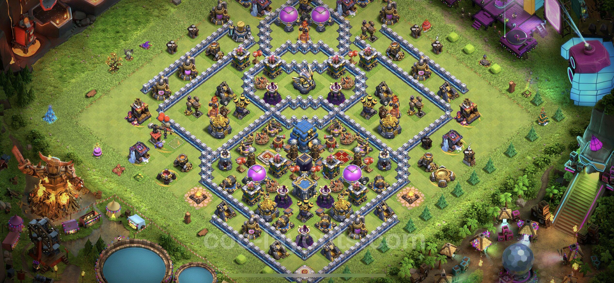 Best Anti 3 Stars Base TH12 With Link Hybrid Town Hall Level 12 Base 