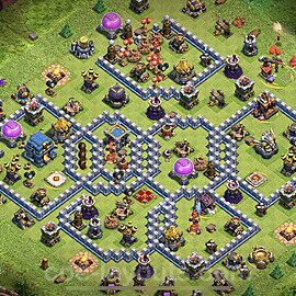 Diseño de aldea Anti GoWiWi / GoWiPe Ayuntamiento 12 Copiar, Anti 3 Estrellas - COC TH12 Perfecta Distribucion 2023 + Enlace - #103