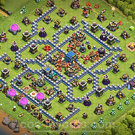 Diseño de aldea Anti 2 Estrellas Ayuntamiento 12 Copiar, Liga de Leyenda - COC TH12 Perfecta Distribucion 2023 + Enlace - #107