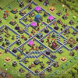 Diseño de aldea Anti Dragones Ayuntamiento 12 Copiar, Anti 3 Estrellas - COC TH12 Perfecta Distribucion 2025 + Enlace - #113