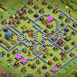 Diseño de aldea Anti 3 Estrellas Ayuntamiento 12 Copiar - COC TH12 Perfecta Distribucion 2025 + Enlace - #116