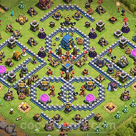 Anti Everything TH12 Base Plan with Link, Hybrid, Copy Town Hall 12 Design 2025, #118