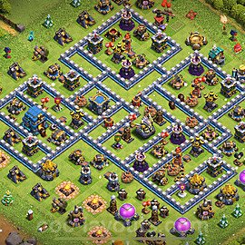 Diseño de aldea Anti 3 Estrellas Ayuntamiento 12 Copiar - COC TH12 Perfecta Distribucion 2025 + Enlace - #125