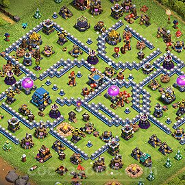 Diseño de aldea Anti Dragones Ayuntamiento 12 Copiar - COC TH12 Perfecta Distribucion 2025 + Enlace - #131