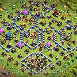 Diseño de aldea Anti Dragones Ayuntamiento 12 Copiar, Anti Todo - COC TH12 Perfecta Distribucion 2025 + Enlace - #132