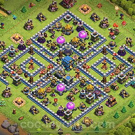 TH12 Trophy Base Plan with Link, Hybrid, Copy Town Hall 12 Base Design 2025, #137