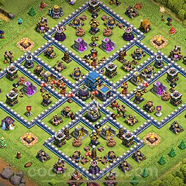 Municipio livello 12 Anti 2 Stelle Base + Link, Ibrido - Miglior Disposizione Villaggio per Difesa COC 2025 TH12 - #144