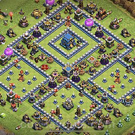 Diseño de aldea Impenetrable Ayuntamiento 12 Copiar, Anti Aire / Electro Dragón - COC TH12 Perfecta Distribucion + Enlace - #16