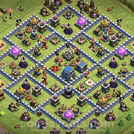 Municipio livello 12 Anti 3 Stelle Base + Link, Ibrido - Miglior Disposizione Villaggio per Difesa COC TH12 - #24