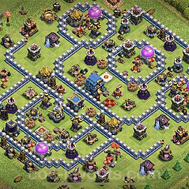 TH12 Trophy Base Plan with Link, Anti Everything, Hybrid, Copy Town Hall 12 Base Design, #36