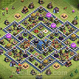 Diseño de aldea Anti 3 Estrellas Ayuntamiento 12 Copiar, Híbrido - COC TH12 Perfecta Distribucion + Enlace - #40