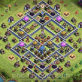 Municipio livello 12 Anti 3 Stelle Base + Link, Ibrido - Miglior Disposizione Villaggio per Difesa COC TH12 - #54