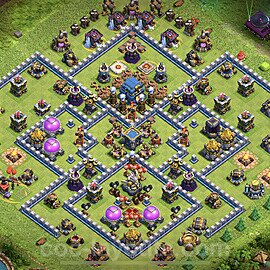 Die Anti 3 Sterne Base RH12 + Link, Hybrid - COC Rathaus 12 Kopieren Base - #56