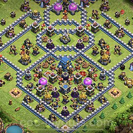 Diseño de aldea Anti 3 Estrellas Ayuntamiento 12 Copiar, Híbrido - COC TH12 Perfecta Distribucion + Enlace - #57